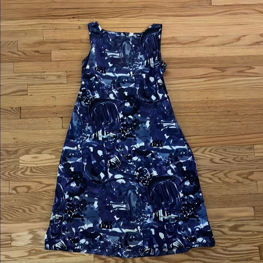 Blue and Black Sleeveless Dress